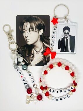 (5pcs) BTS JHOPE BIAS PHOTO KEYCHAIN BRACELET PHOTOCARD BUNDLE